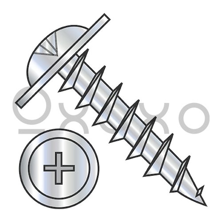 Oxoxo 8-11X1 Phillips #10 Round Washer Head Deep Thread Wood Screw Full Thread Zinc Bake, 7000PK 568749