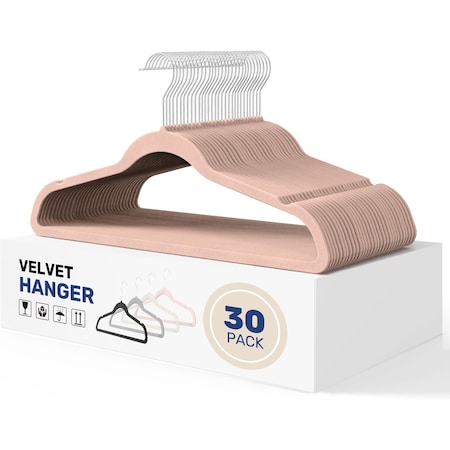Simple Deluxe Velvet Hangers, Space Saving Heavy Duty Clothes Hangers, Pink, 30PK HKHANGVELVET30PNK