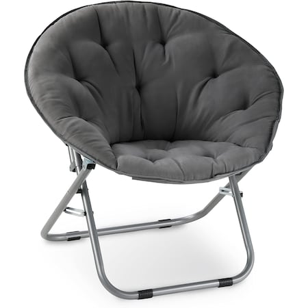 Yssoa Saucer Chair Folding Comfy Moon Chair Faux Fur with Metal Frame Cozy Round Reading Chair for FNCHARFOLDRND30G01