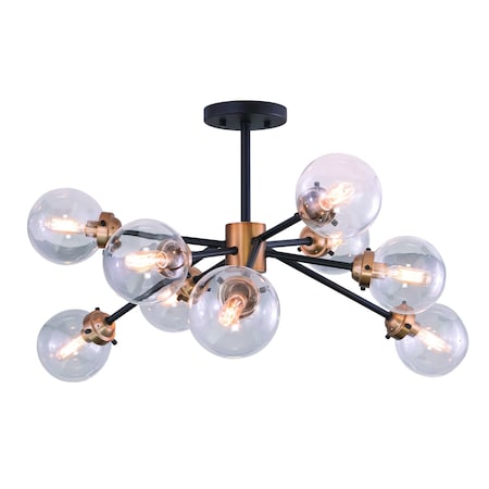 Vaxcel Orbit 32-in W Bronze and Brass Sputnik Ceiling Light Clear Glass C0238