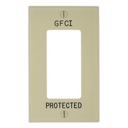 Leviton Decora Wallplate, Standard Size, Gang 1, Ivory 80401-GFI