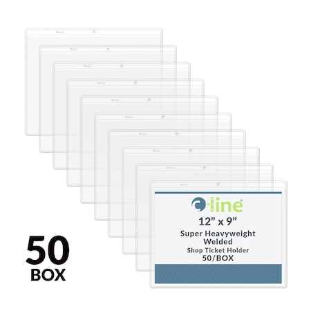C-Line Products 12" x 9" Vinyl Welded Shop Ticket Holders, 50/BX 80129