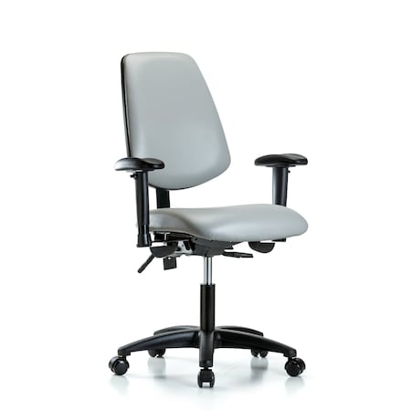 Blue Ridge Ergonomics Desk Chair Adjustable Arms, 18" to 23" Height, Vinyl, Dove BR-VDHCH-MB-RG-T0-A1-RC-8567