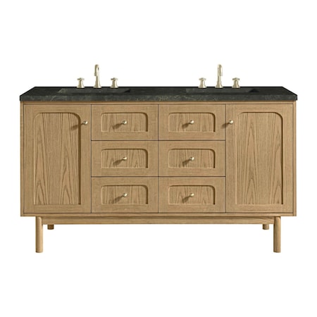 James Martin Vanities Laurent 60" Double Vanity, Light Natural Oak, w/ 3 CM Phantome Eclos Top 545-V60D-LNO-3PHT