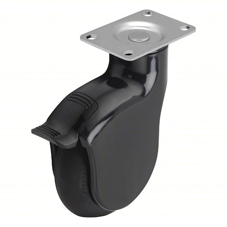 Medcaster Plate Caster, Swivel, Nylon, 5 5/8"H PGE40120-BK-MNT63(KK)B