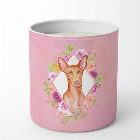 Carolines Treasures 10 oz Pharaoh Hound Pink Flowers Decorative Soy Candle CK4168CDL