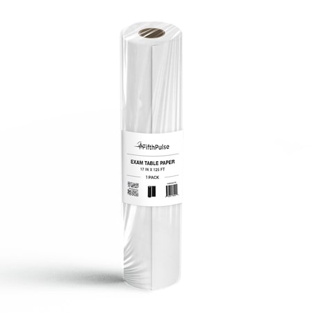 Fifthpulse Exam Table Paper 17 in. x 125 ft., Disposable Paper for Protection, 1 Roll, White FMN100719