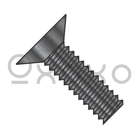 6-32X3/8 Phillips Flat 100 Degree Machine Screw Fully Threaded 18 8 Stainless Steel Black, 5000PK