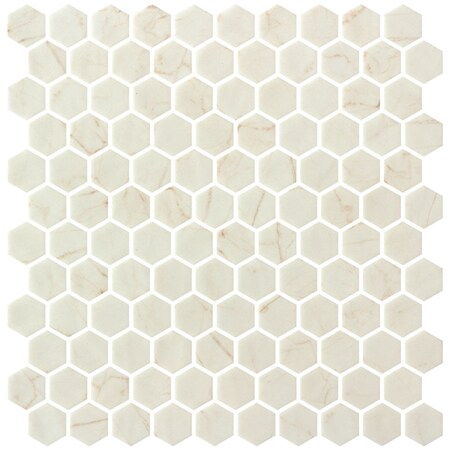 Andova Tiles Vargal 1-in. Honeycomb Marble Look  Recycled Glass Hexagon Wall & Floor Mosaic Tile, 11PK ANDVAR1297