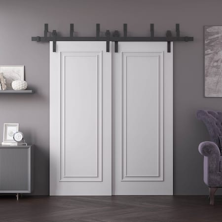 Sartodoors Sliding Closet Barn Bypass Doors 64x96 inches White Solid Core Modern Interior ROYAL9811BBB-EMAL-6496