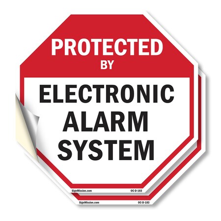 Signmission Protected By Electronic Alarm Syste, 18 inch X 18 inch, Vinyl Decal, 2PK OC-D-2PACK-18-183