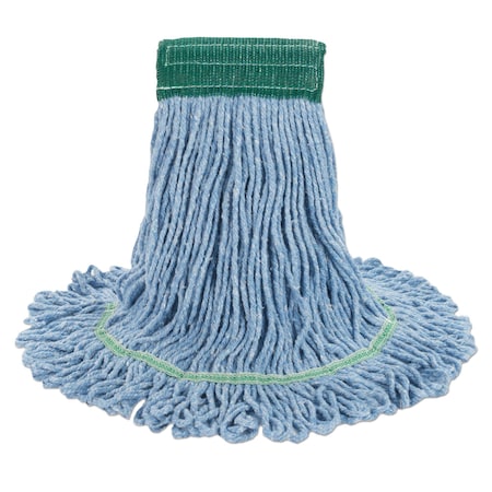 Boardwalk Super Loop Wet Mop Head, Cotton/Synthetic Fiber, 5in Headband, Medium Size, Blue, 12PK BWK502BLCT