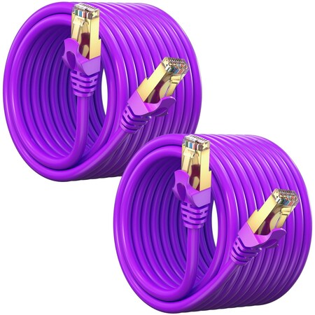 Maximm 25ft Flat Cat7 SFTP Shielded Ethernet Cable, 2PK, Purple, 2PK CAT725FTPurple-2PK