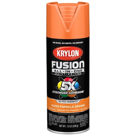 Fusion All-In-One 12 Oz Krylon Popsicle Orange Paint & Primer Spray Paint, Gloss K02718007
