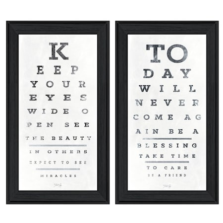 Homeroots Set Of Two Eye Charts 4 Black Framed Print Wall Art, 2PK 406145