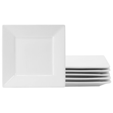 Gibson Home Our Table Simply White Fine Ceramic 6 Piece 7.25in Salad Plate Set in White 133030.01