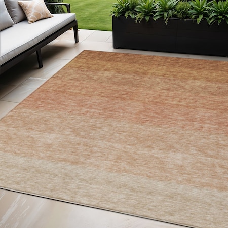 Homeroots 5' X 8' Copper And Beige Ombre Washable Indoor Outdoor Area Rug 595824