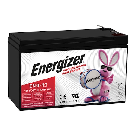 Energizer EN9-12, 12 Volt 9 Amp Hr, Long Lasting Sealed Lead Acid AGM Rechargeable Battery EN4098461