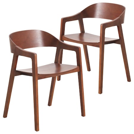 Leisuremod Rivo Collection Elegant Dining Chair in Dark Brown Wood, 2PK RC20WBR2