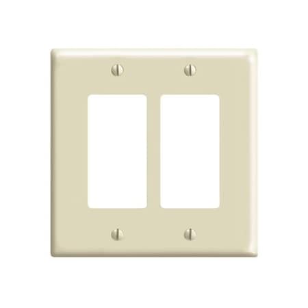 Leviton Decora Wallplate, Midway Size, Gang 2, Ivory 80609-I