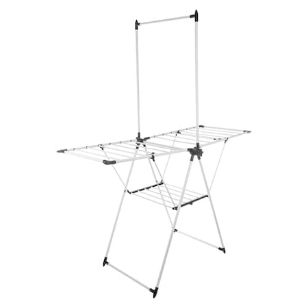 Home-Complete Clothes Drying Rack 2-Level Laundry Drying Rack with 24 Rails, Hanging Bar, 2 Adjustable Wings 82-CRAF16-WHT