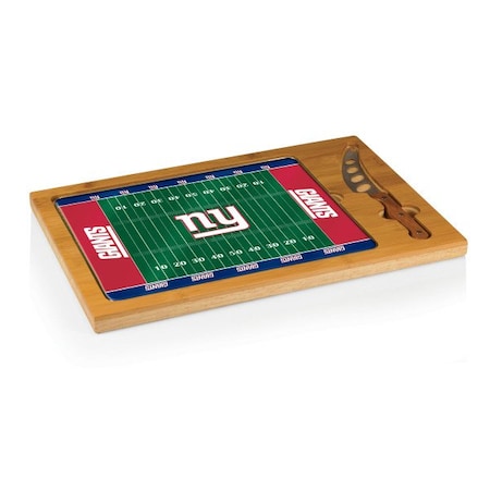 Picnic Time Family Of Brands NFL New York Giants - Football Field - Icon Glass Top Cutting Board & Knife Set 910-00-505-214-2