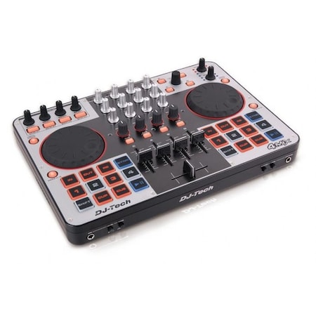 Dj Tech USB MIDI DJ controller w/ integrated soundcard, direct 4 deck control, & Virtual DJ LE software 4MIX