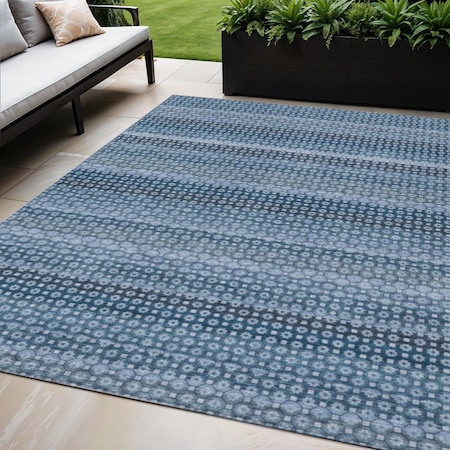 Homeroots 5' X 8' Denim Blue And Sky Blue Striped Washable Indoor Outdoor Area Rug 610583