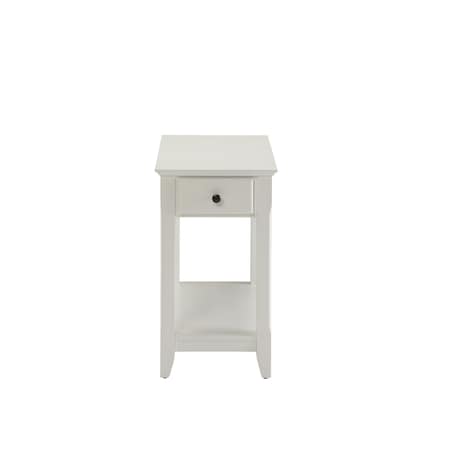 Homeroots 23" White Solid and Manufactured Wood End Table With Drawer And Shelf 286317