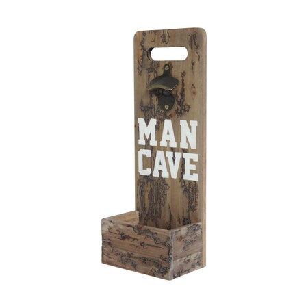 Homeroots 18" Brown Rustic Solid Wood Man Cave Bottle Cap Catcher Wall Decor 636200