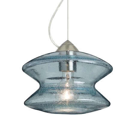 Besa Lighting Besa Zen Cable Pendant, Blue Bubble, Satin Nickel Finish, 1x 60W MAX E26 Base 1KX-ZENBL-SN