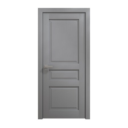 Sartodoors Interior Solid French Door 18 x 80 inches, Ego 5012 Painted Grey Oak, Single Regular Panel Frame H EGO5012ID-SEK-18