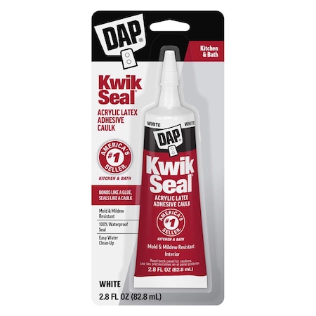 Dap Kwik Seal White Acrylic Latex Kitchen and Bath Adhesive Caulk 2.8 oz 7079800954
