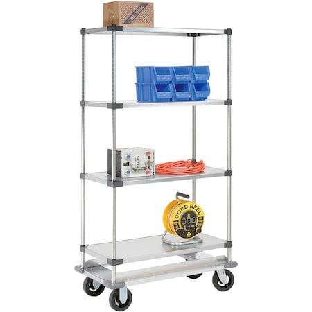Global Industrial Nexel Galvanized Shelf Truck w/Dolly Base, 1600 lb. Capacity, 60"L x 18"W x 70"H, Gray 241994