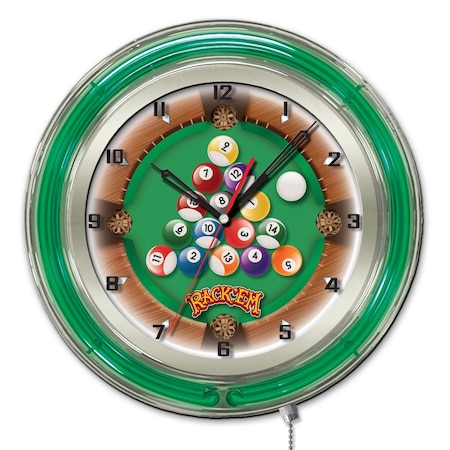 Holland Bar Stool Co Rack Em Double Neon Ring, 19" dia. Logo Clock Clk19RackEm