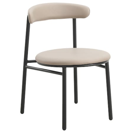 Leisuremod Lume Modern Dining Side Chair in Polyester with Black Steel Frame in Dark Taupe LC20DTP