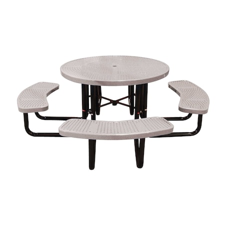 Leisure Craft 46" Round Picnic Table, Perforated Metal, Portable, Sandstone T46ROP-PERF-SANDSTONE