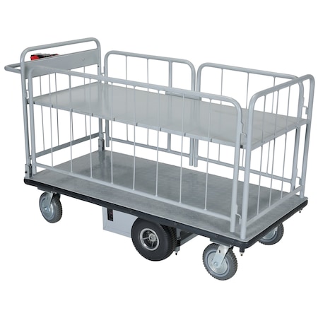 Vestil Elec Matl Hndl Cart Sides, 1 Shelf, 28x60, Steel, 500 lb Load Capacity, 1 Shelves, 68.875 in L EMHC-2860-3