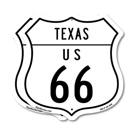 Signmission Texas Route Marker Shield Sign Us 66, 18 inch X 18 inch, Plastic Sign, 2PK SHI-P-2PACK-18-466