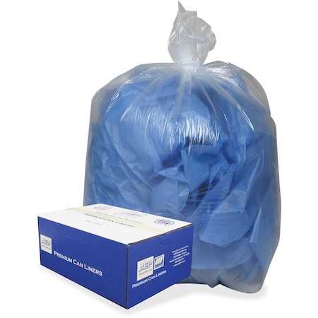 Webster Industries 56 gal Trash Bag, Extra Large, 0.85 mil (22 Micron), Clear, 100 PK 434722C
