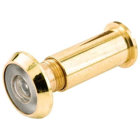Defender Security Door Viewer, 200 deg Viewing, 1-3/8 to 2-1/8 in Thick Door, Glass, Brass U 9891