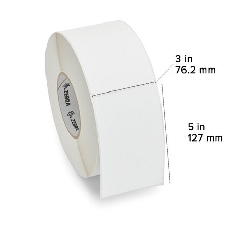 Zebra Zebra Thermal Transfer Label, Polypropylene, 3" x 5", PolyPro 3000T, 3" Core, 1015 labels/Roll, 4PK 10011992