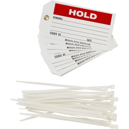 Brady Universal Inspection Tag HOLD Heavy Duty Polyester 3x5.75 Black, RD/WH 25PK 76144