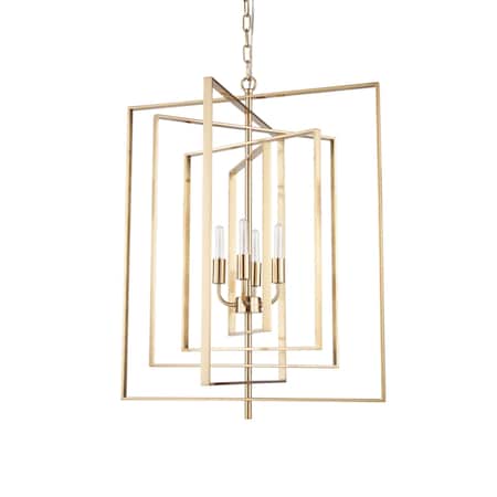 Homeroots Antiqued Gold Geometric Four Light Metal Dimmable Chandelier 611358
