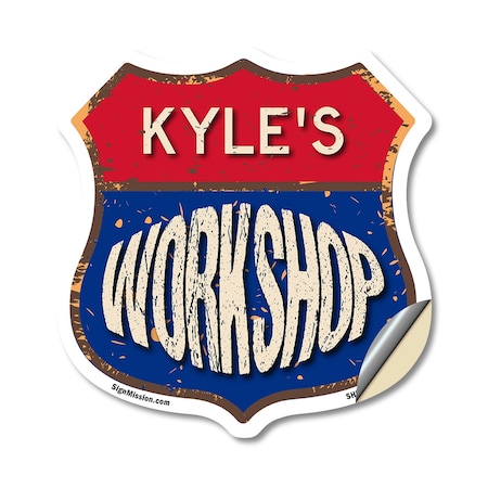 Signmission Kyle's Workshop, 12 Inch X 12 Inch, Vinyl Decal SHI-D-12-489-KYLE