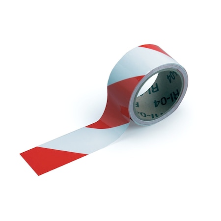 Brady Marking Tape Roll - High Performance Vinyl, Diagonal Stripes, Red on White, 2in x 18 yd, 18PK 55296
