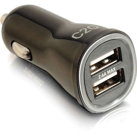 C2G Smart 2-Port USB Car Charger, 2.4A Output - 12 V DC, 24 V DC Input - 5 V DC Output - 2.40 A 21070