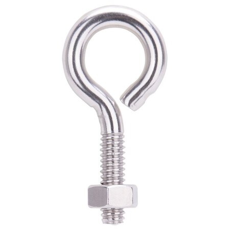 Eye Bolt, 6 mm Thread, Machine Thread, 3/8 in L Thread, 1 in Dia Eye, 160 lb Working Load