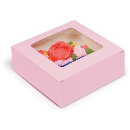 Nashville Wraps Pink Window Candy Truffle Boxes, 4-1/2X4-1/2X1-1/2, Holds 9, 25PK TCW45P