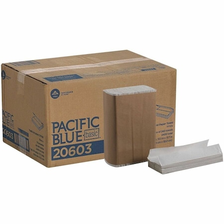 Georgia-Pacific Pacific Blue Select C-Fold Paper Towels, 1 Ply, 240 Sheets, White, 10 PK 20603